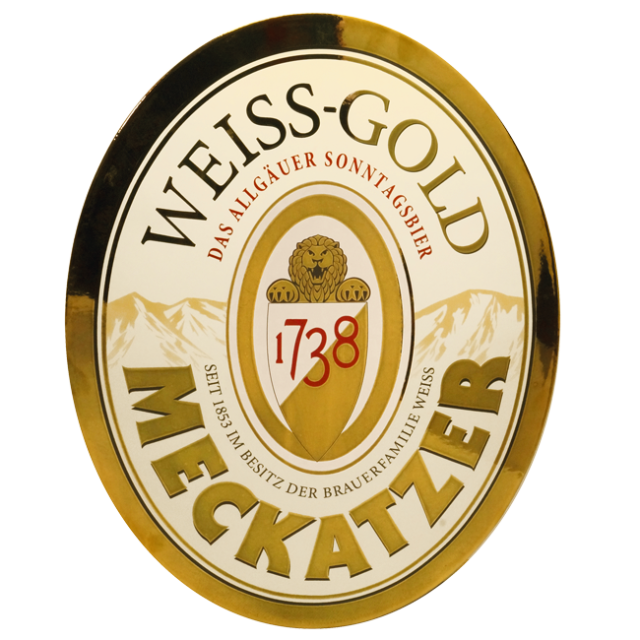 Emaille Schild Weiss-Gold