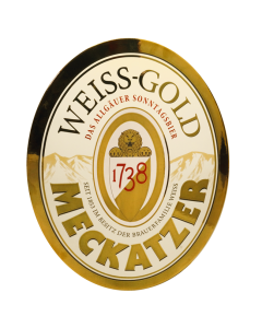 Emaille Schild Weiss-Gold