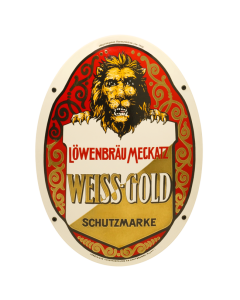 Emaile Schild Weiss Gold