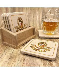 Meckatzer Löwenbräu aus dem Allgäu Bieruntersetzer aus Naturstein