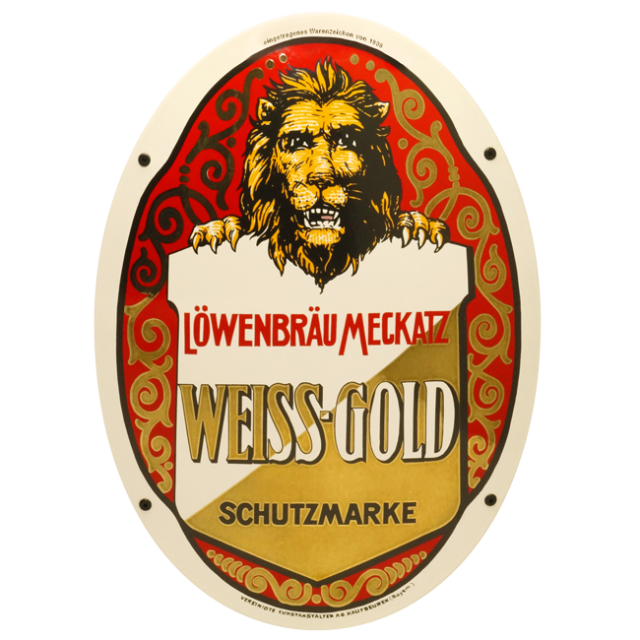 Emaile Schild Weiss Gold