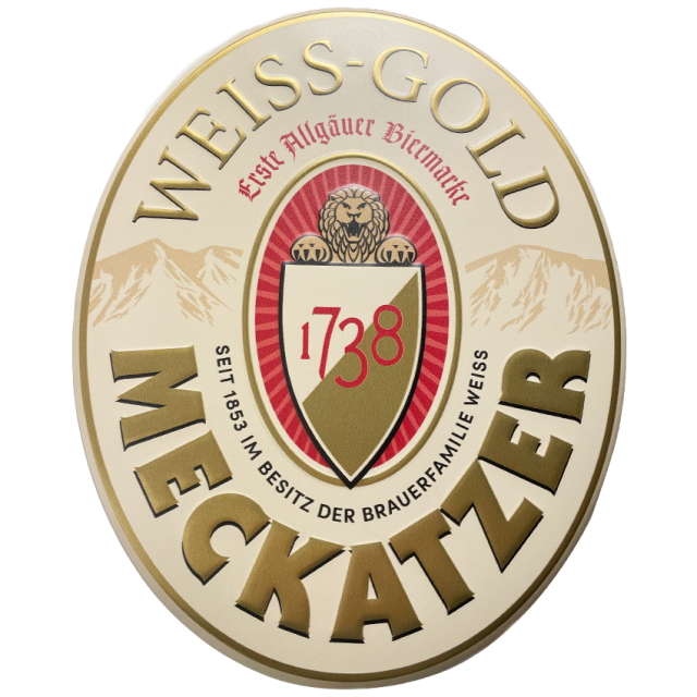 Meckatzer Blechschild Weiss-Gold